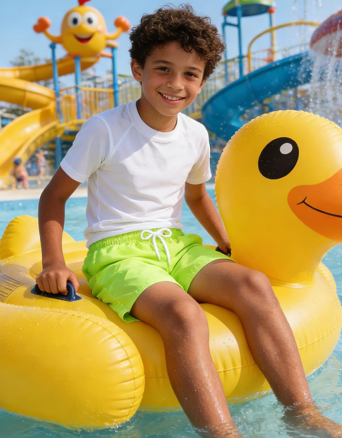 4-12T Boys Swim Trunks with Boxer Mesh Liner Solid Color Swim Shorts Bathing Suit Quick Dry Swimwear - Image 5