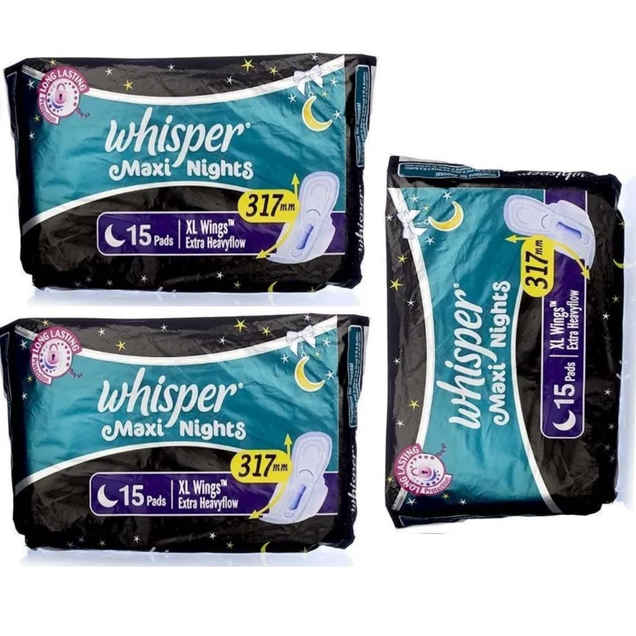 Whisper maxi night xl 15+15+15 pad pack of 3 (B0CJ75R5R5) Amazon Price History, Amazon Price Tracker