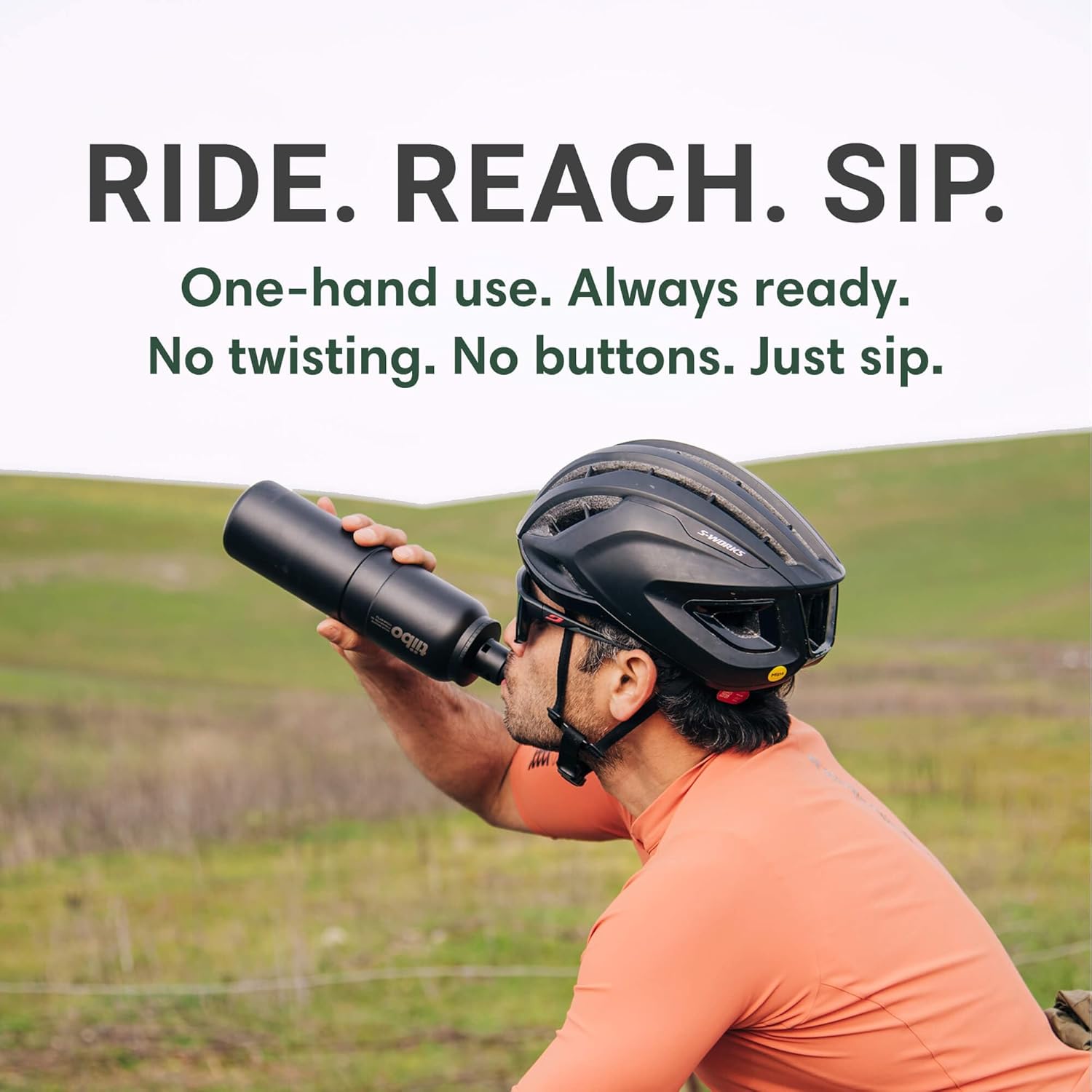 tiibo Vacuum Insulated Stainless Steel Bike Water Bottle, Double Wall, No-Squeeze, Fast Flow Sport Nozzle, Designed for Cycling, Biking, Fitness & Sports, Fits Most Bike Cages (Black, 23OZ) - Image 5