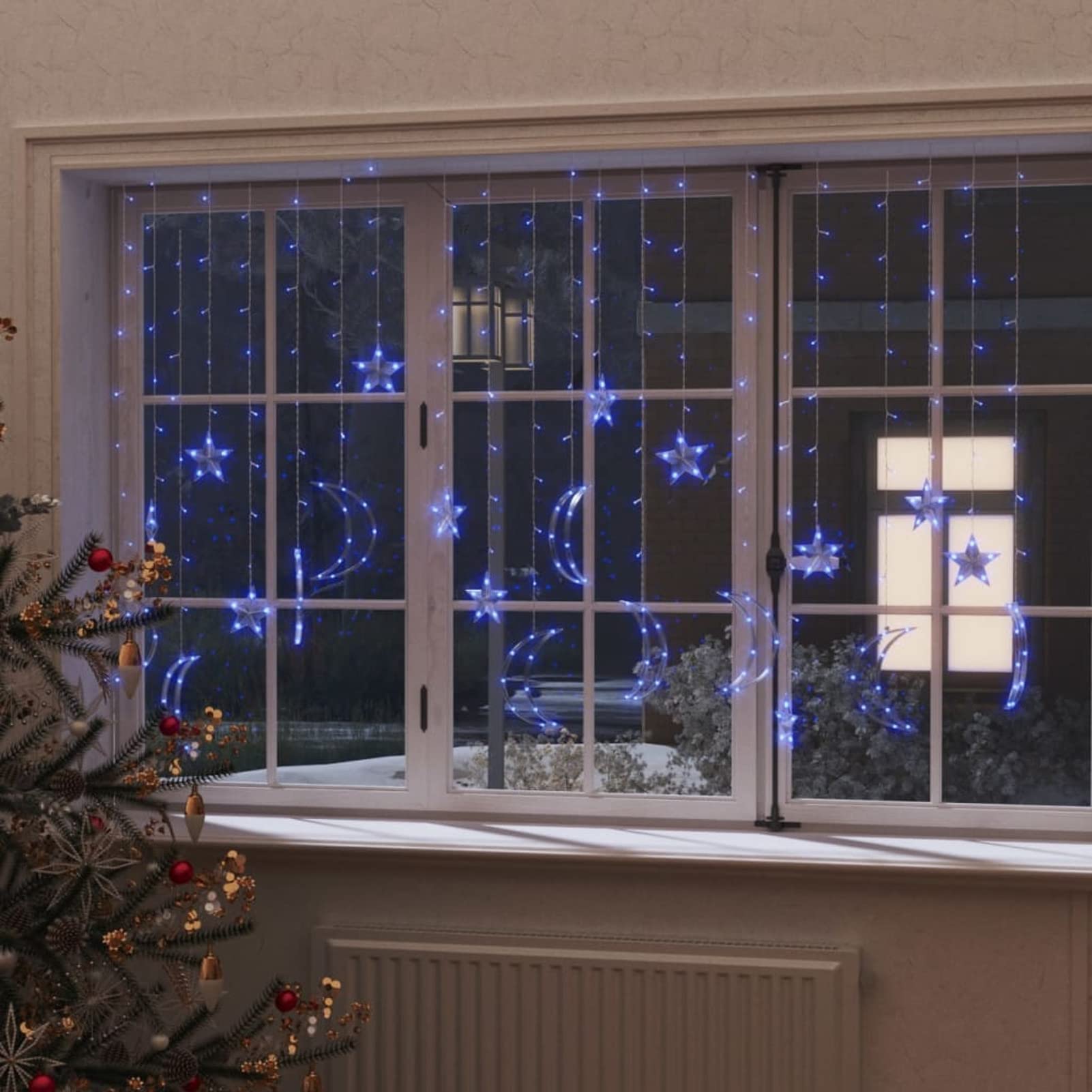 ZEYUAN Luces Estrella y Luna 345 Leds Azul con Control Remoto, Luces Navidad Exterior, Guirnalda Luces Interior, Luces Decorativas Habitacion, Decoracion Navidad Hogar, Fairy Lights