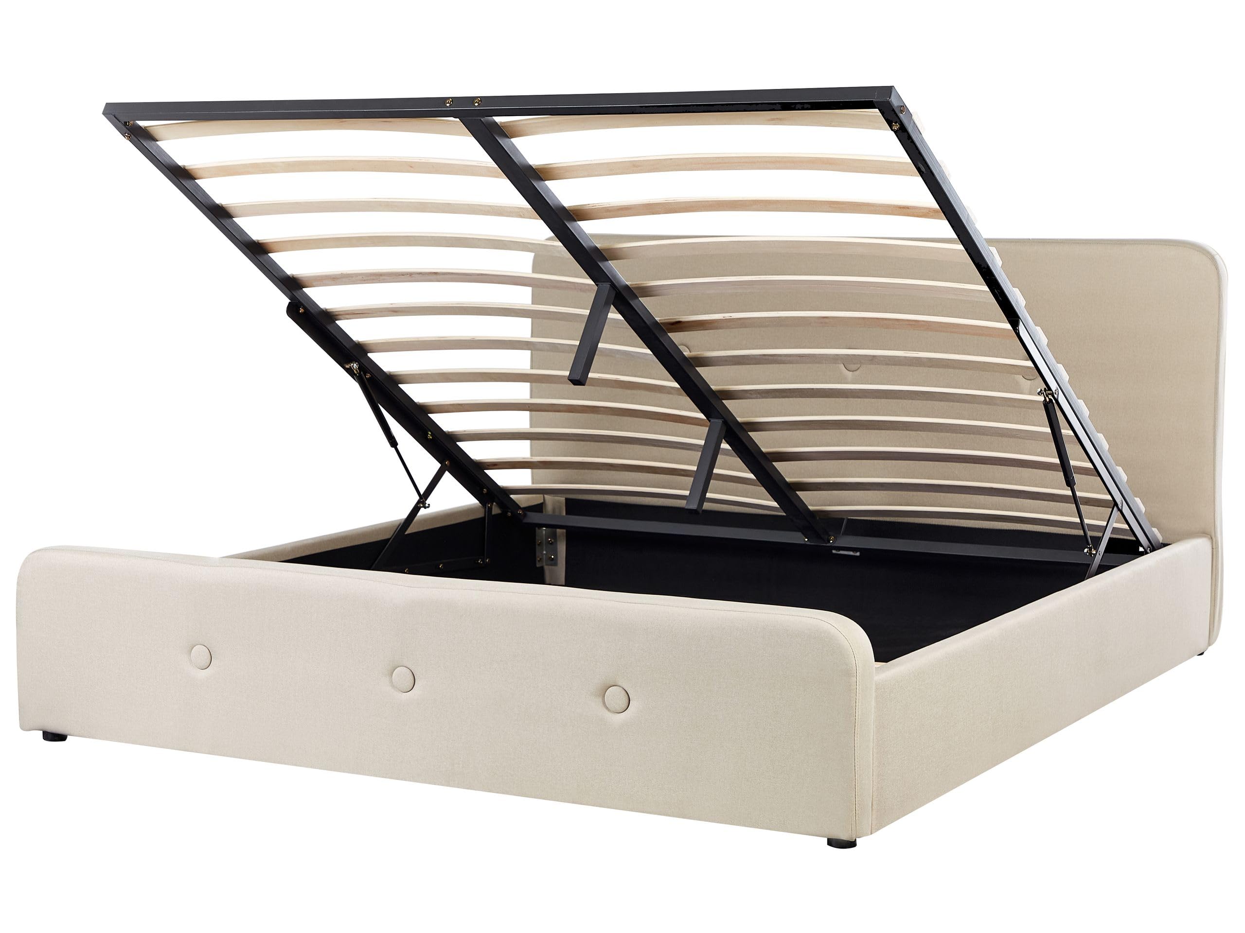 Rennes Retro Bett mit Bettkasten und Polsterbezug, 180x200 cm, beige