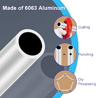 LAVMHAB 6063 Alumínium Körcső 24x20mm - 2mm Falvastagságú 150mm Hosszú Ezüst Csövek Ipari és Dekorációs Felhasználásra (2 db) 4