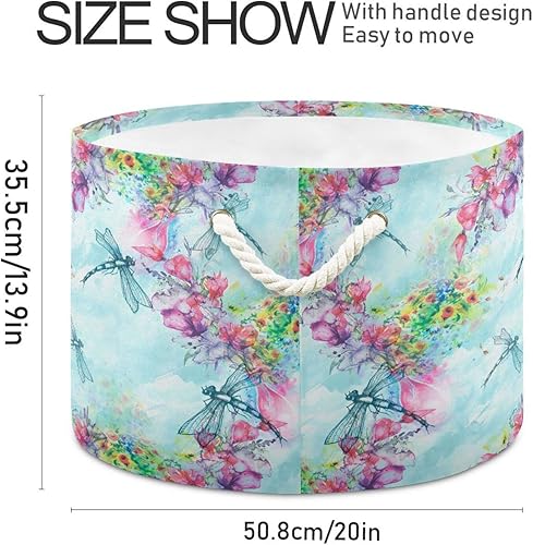 Miniatura 2 de Botella de perfume de acuarela morada, cesta de almacenamiento de flores florales, plegable e impermeable, cesta de lavandería con asa resistente,