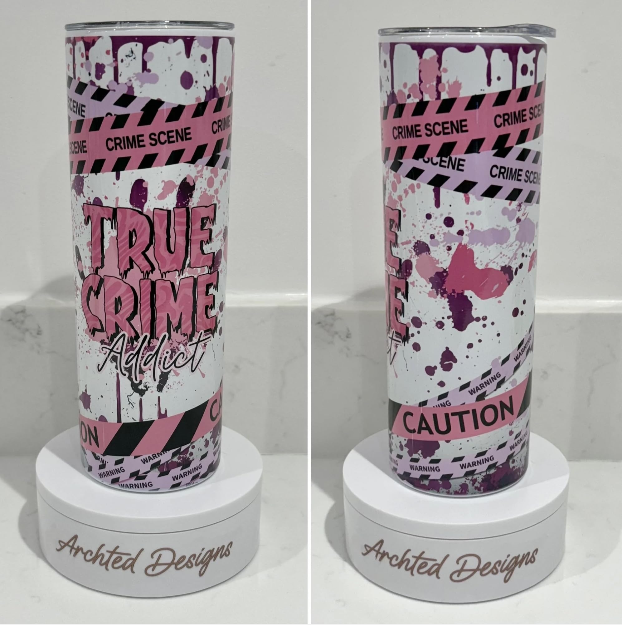 True Crime Addict 20oz Tumbler with Straw and lid