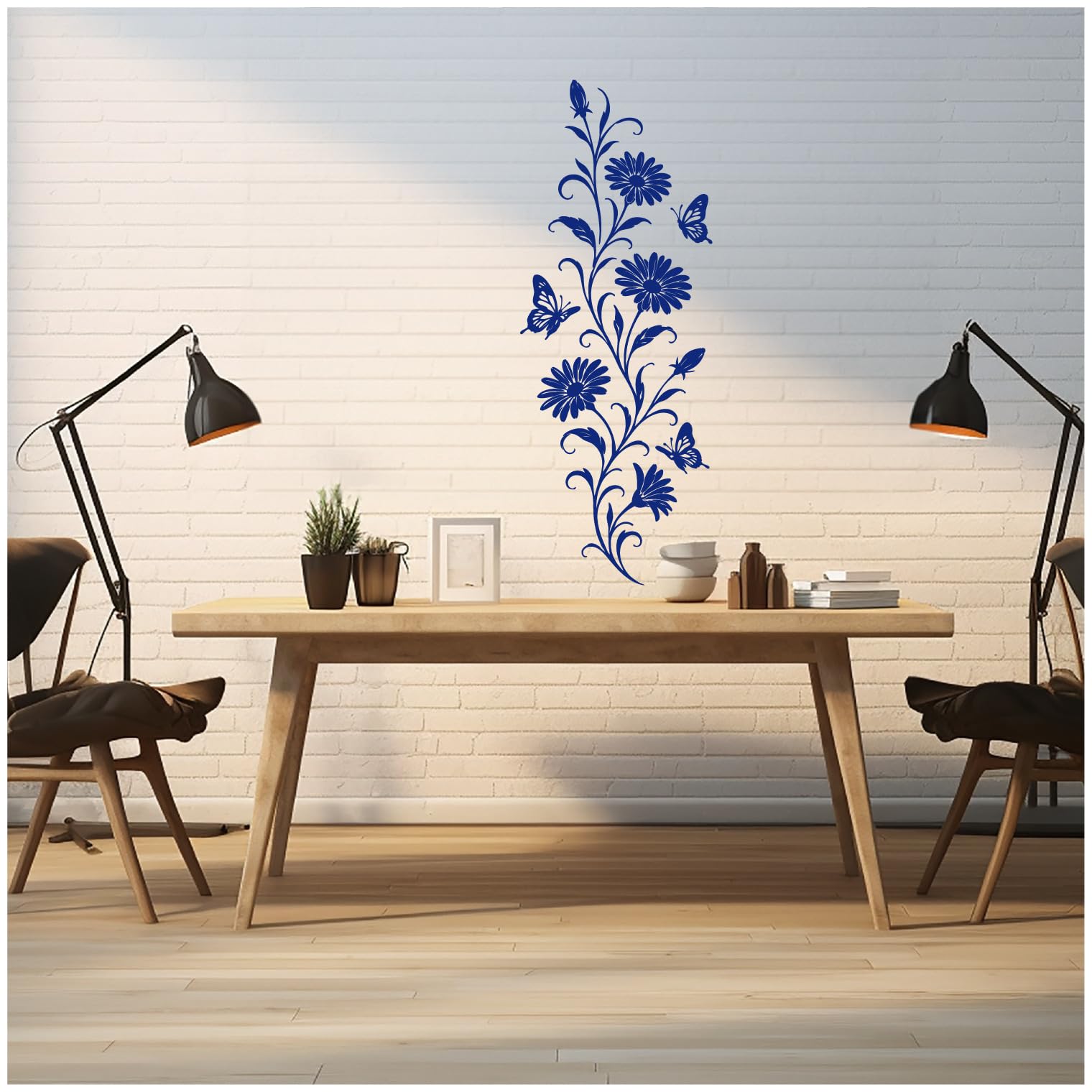 Samunshi® Wandtattoo Margeriten Blumenranke mit Schmetterlingen Elegante Blumen Wanddekoration Florales Wandmotiv für Wohnzimmer, Schlafzimmer, Flur und Küche pink 57 x 150cm