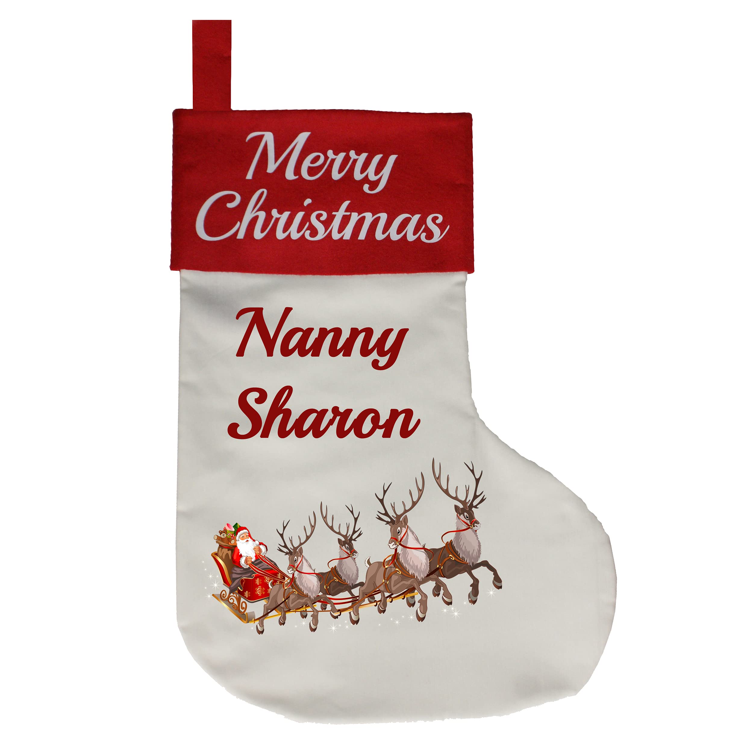 GPG LtdUnisex Personalised Santa’s Sleigh Sublimation Printed Christmas Stocking Handmade in the UK - Large Size 50cm Tall