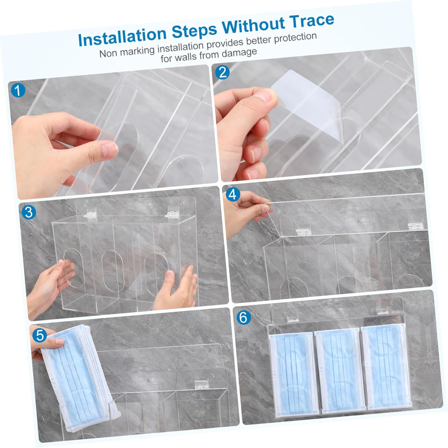 LIFKOME Glove Storage Box Wall Mounted Glove Dispenser Holder Compartment Gloves Storage Wall Mount Mask Organizer Wall Mount Gloves Dispenser Glove Storage Wall Mount Acrylic