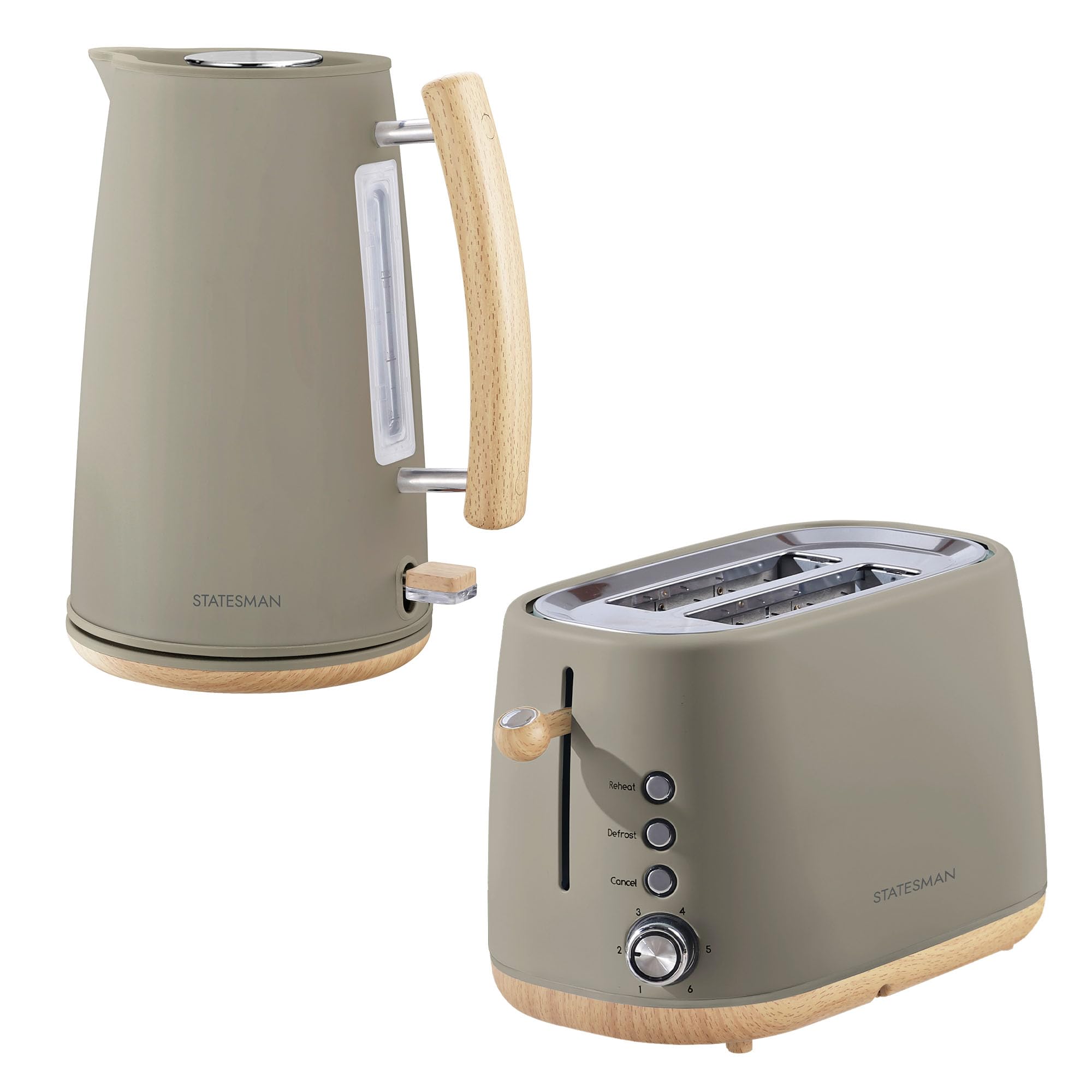 Statesman 1.7L Scandi Kettle and 2 Slice Toaster, Green