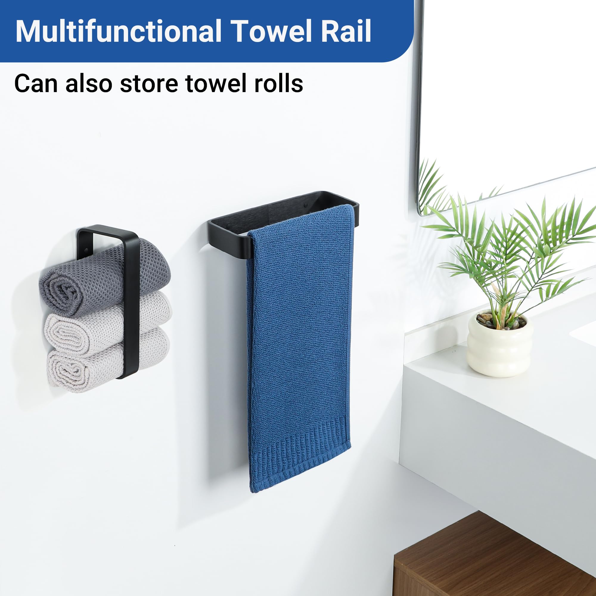 SAYAYO Porta Asciugamano Autoadesivo Portasciugamani Bagno Nero Porta Salviette Bidet, Porta Asciugamano Bidet, 20CM Anello Porta Asciugamani Per Bagno Cucina