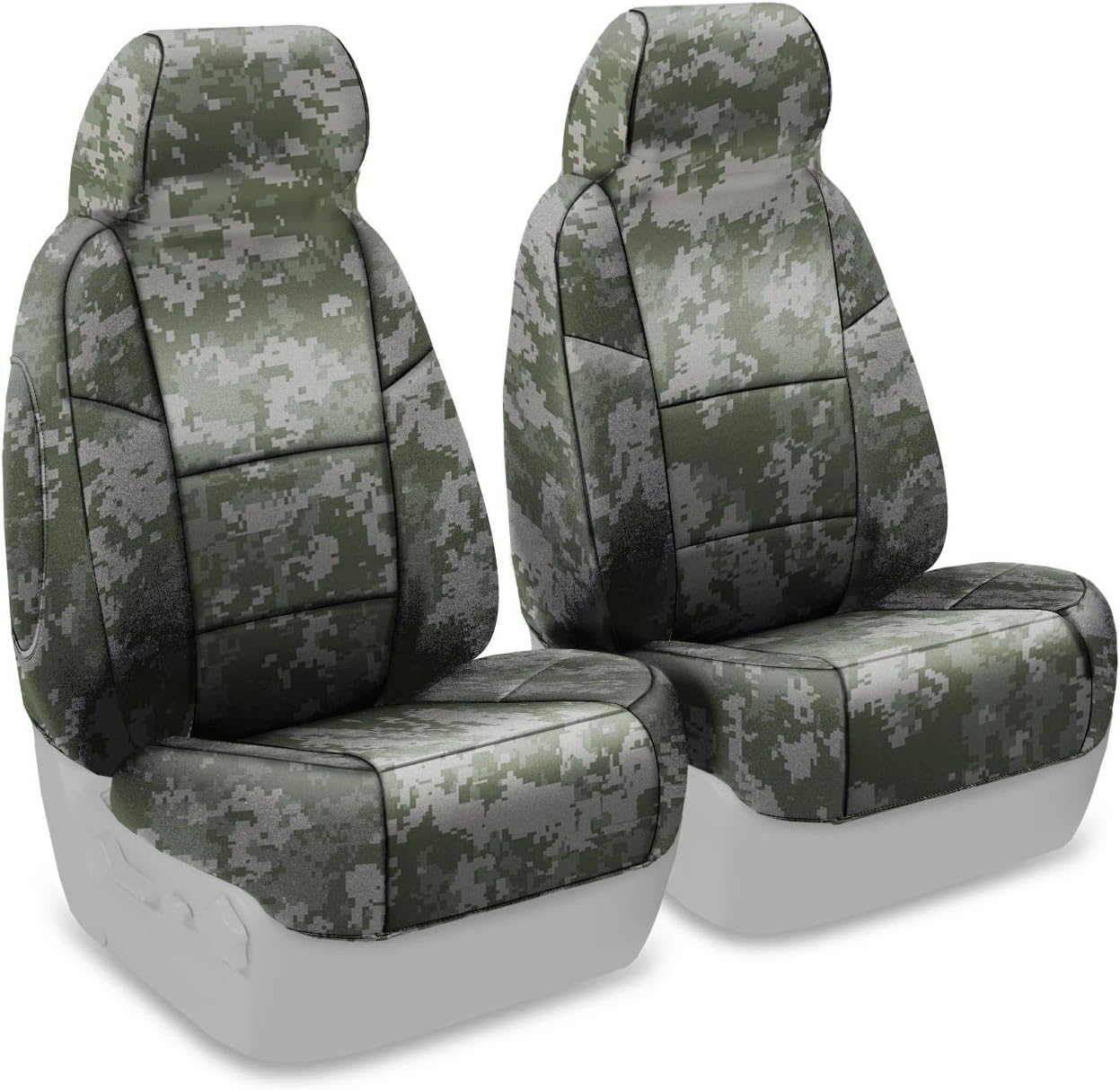 Coverking Front 50/50 Bucket Custom Fit Seat Cover for Select Mitsubishi Montero Models - Neosupreme (Digital Jungle Camo Solid)