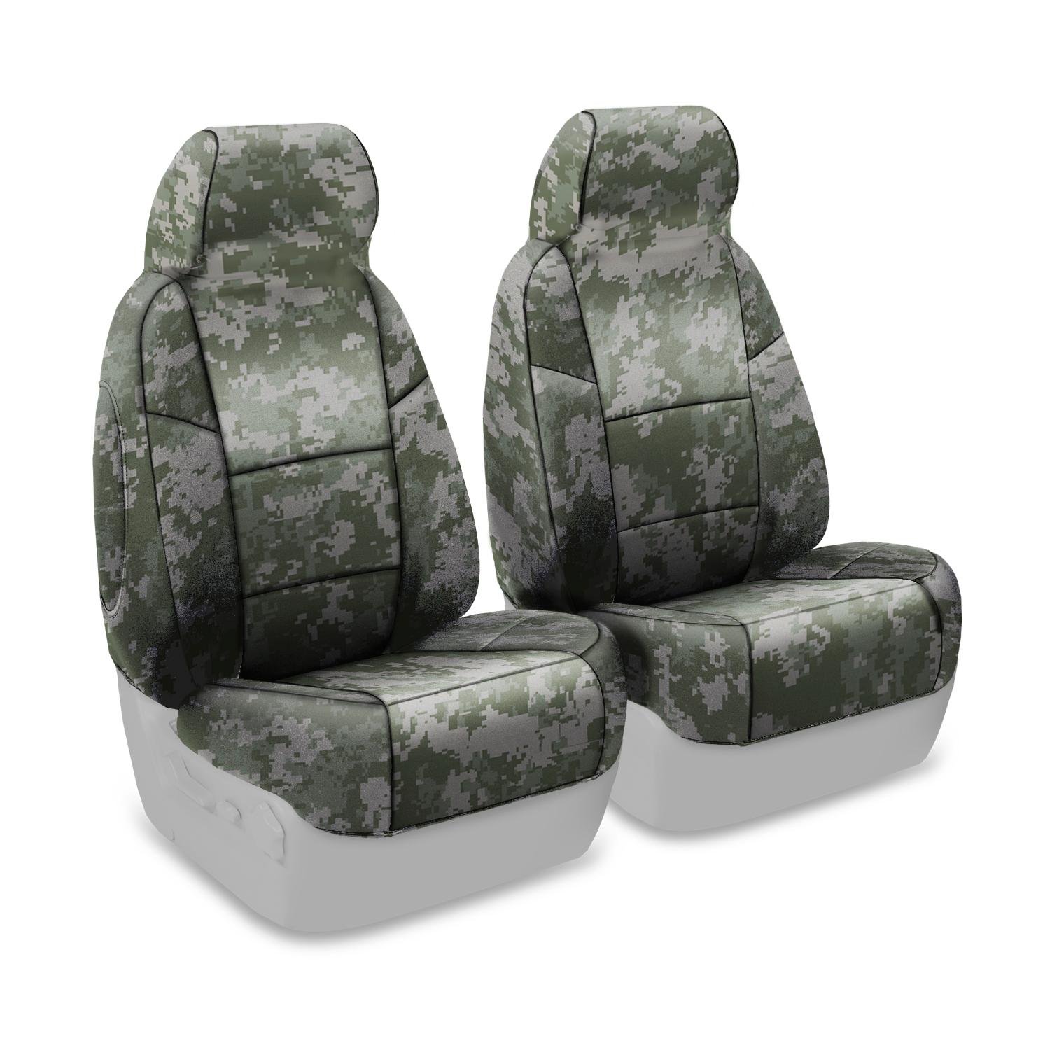 Coverking Front 50/50 Bucket Custom Fit Seat Cover for Select Mitsubishi Montero Models - Neosupreme (Digital Jungle Camo Solid)