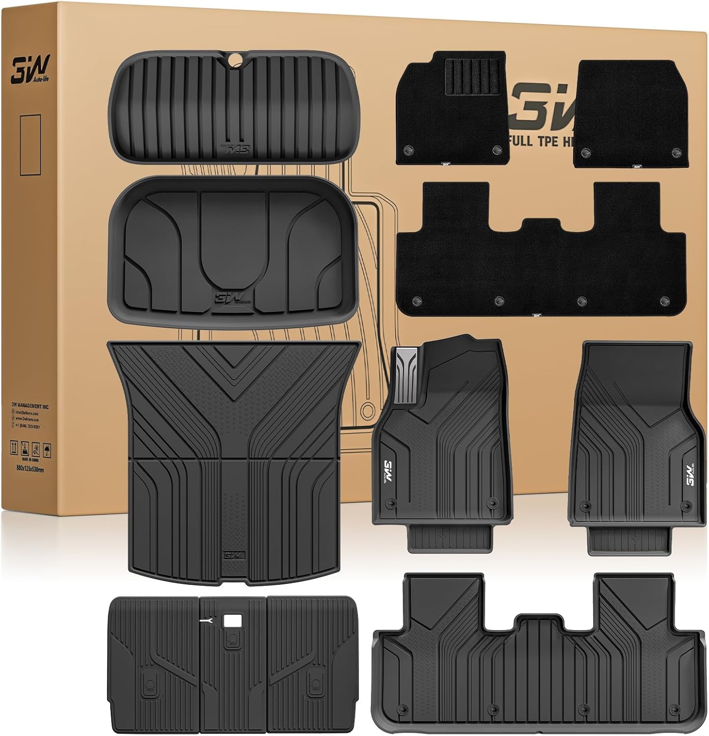 3W Tesla Model Y Juniper Floor Mats, Full Set with Carpets, Mental Pedal, Double Layer, 2025 2026 Model Y Acecessories, TPE All Weather Waterproof Custom Fit Automotive Liners and Truck Car Liners