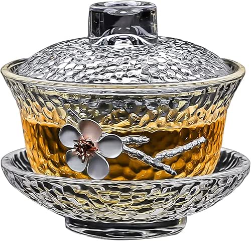YBK Tech Crystal Gaiwan, Glass Kung Fu Tea Cup with