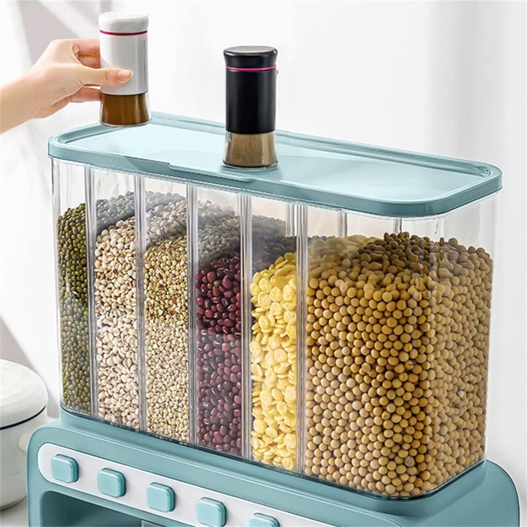 Multifunctional 6in1 Rotating Food Storage Box With Lid Insect Grain Organizer Separat Rice Bucket
