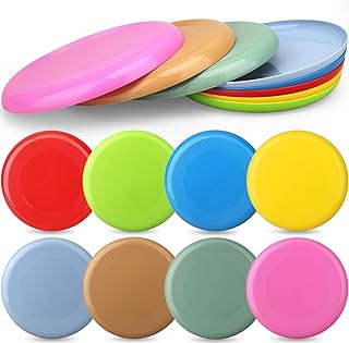 LNCOJOLM 9\" Flying Disc Toys for Kids Adults Gift, Flying Saucer Sport Yard Disc Toy for Outdoor Beach Accessories Backyard Lawn Park, Durable ABS Sports Toy Set Kids Boys Girls (8 Pack)