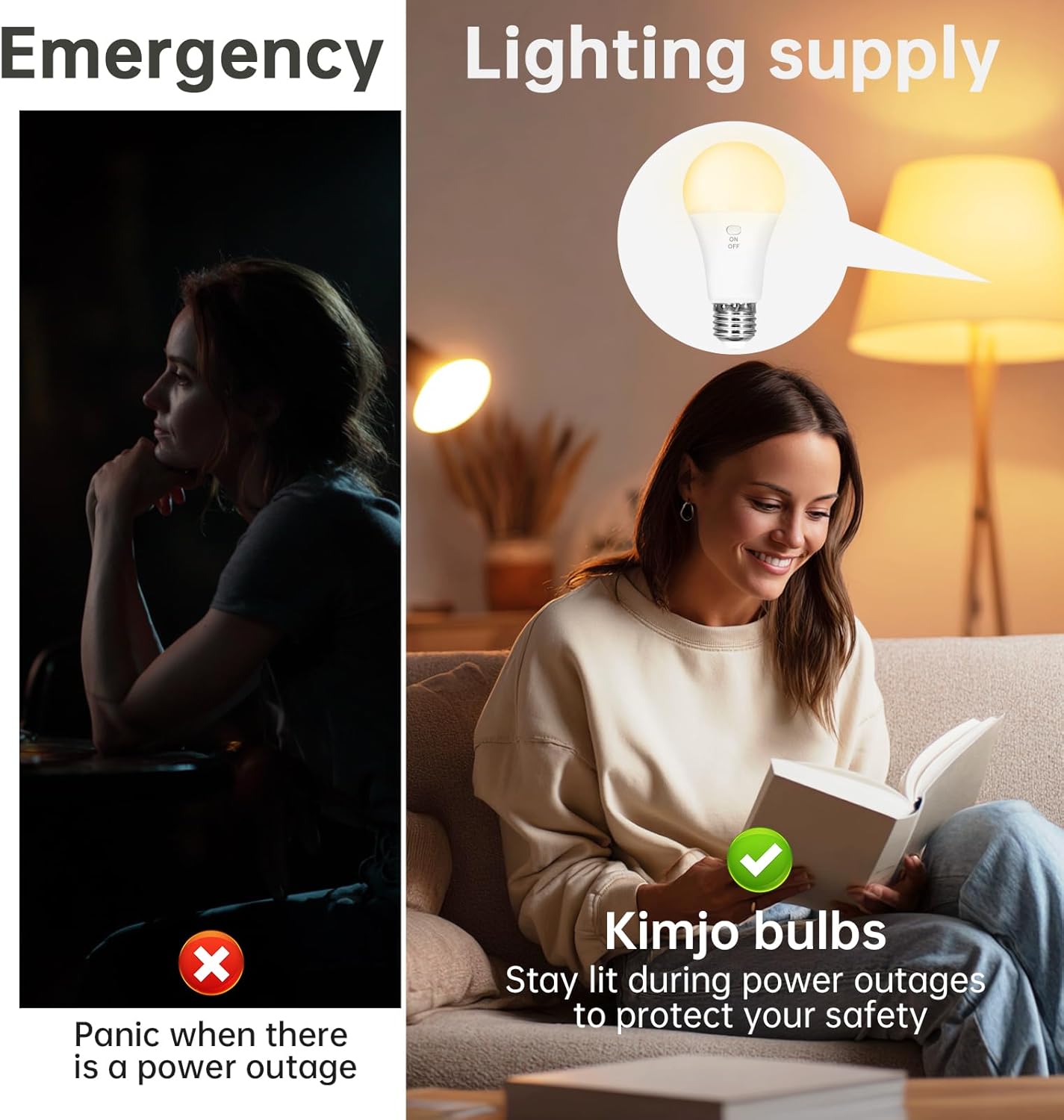 2 Pack Rechargeable Light Bulbs, Battery Operated Light Bulbs with Remote, Keep Lighting During Power Outage, 2600mAh A19 Emergency Wireless Battery Light Bulb with 3 Colors, Dimmable, Timer for Home