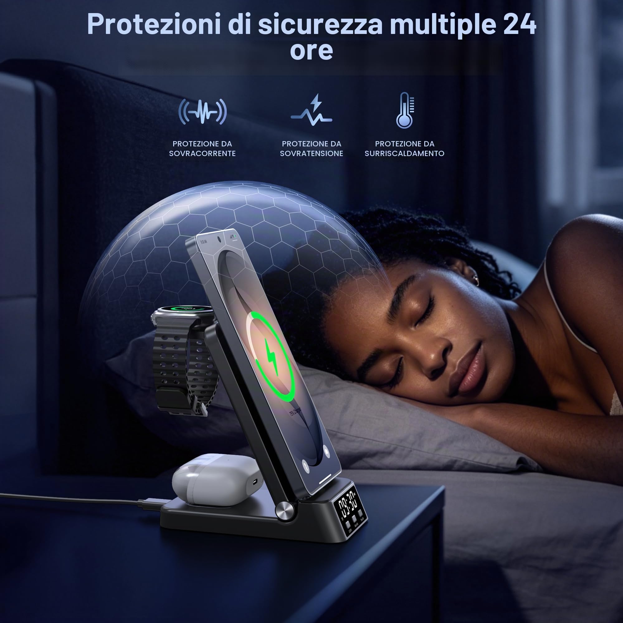 Stazione di ricarica per Samsung, supporto di ricarica 4 in 1 per Samsung Galaxy S26 Ultra/S24 Ultra/S23/S22/Note 20/Z Flip 7/Fold 6, caricatore per Galaxy Watch Ultra/8/7/6, Galaxy Buds 3/2