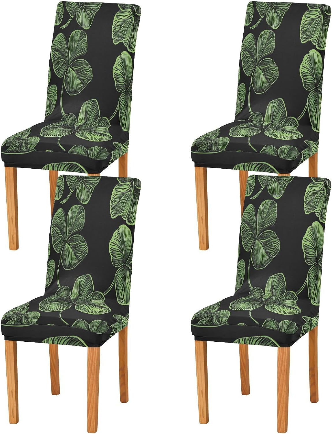 ALAZA Chair Covers for Dining Room, Three Leaved Shamrocks Saint Patricks Day Stretch Chair Cover Sets Chair Protector Removable Washable for Ktichen Restaurant Hotel