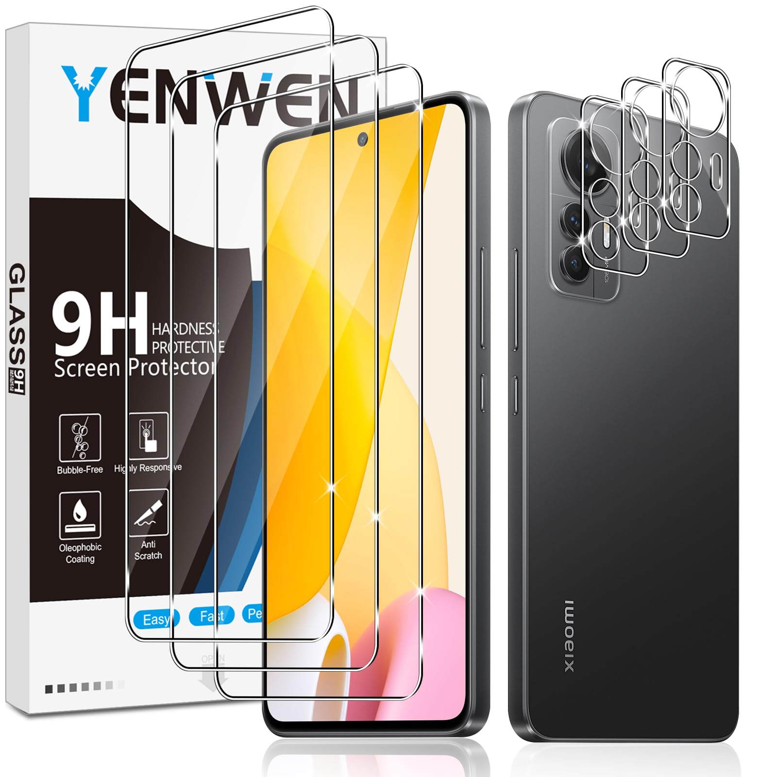 Yenwen Vetro Teperato Copatibile con Honor 90 Lite 5G, 2 Pezzi Vetro
