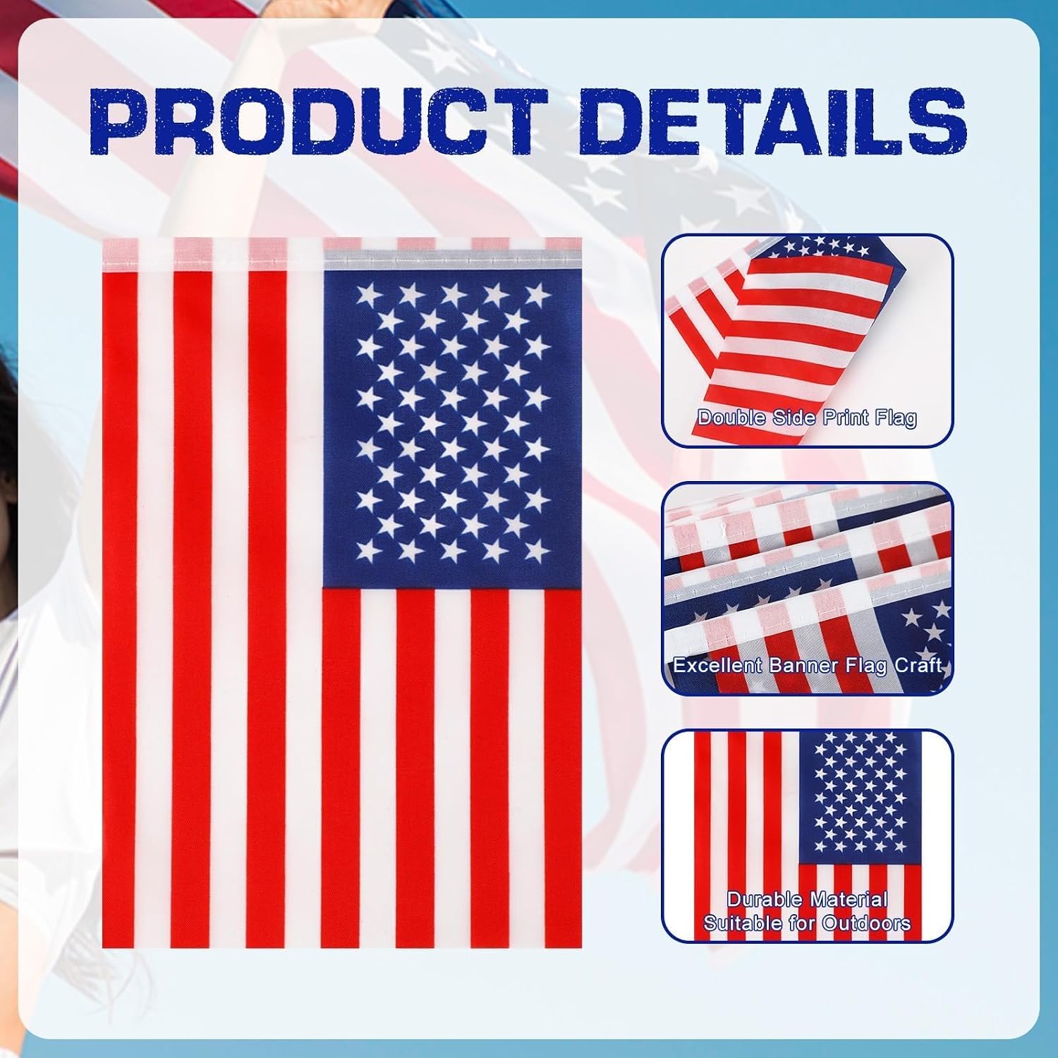 MARFOREVER 100 Pcs American Flag Banner, 105 Ft USA Flags Bunting Banners for Fourth of July Independence Day Memorial Day Patriotic Events Sports School Bars Outdoor Decorations