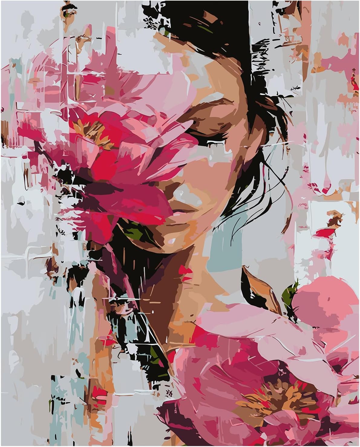 SUHEFAFA Floral Woman Paint by Numbers for Adults- DIY Acrylic Paint by Number for Teens, Canvas Painting by Numbers Arts and Crafts Gifts Trendy Stuff for Adults Artists(16x20 Inch)