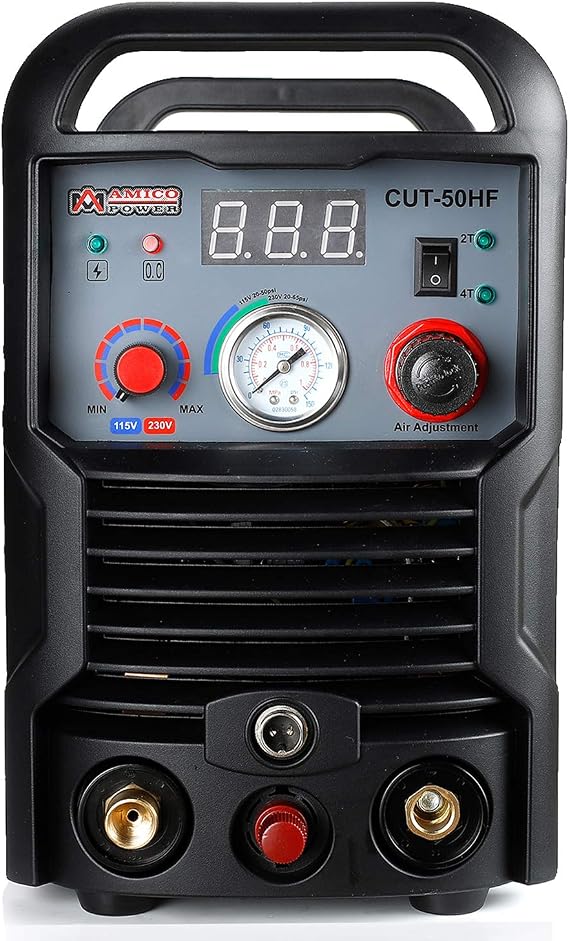 Amico CHF-50, 50 Amp Professional Pilot Arc Plasma Cutter, 4/5 in. Clean Cut, 110/230V Dual Voltage Cutting.