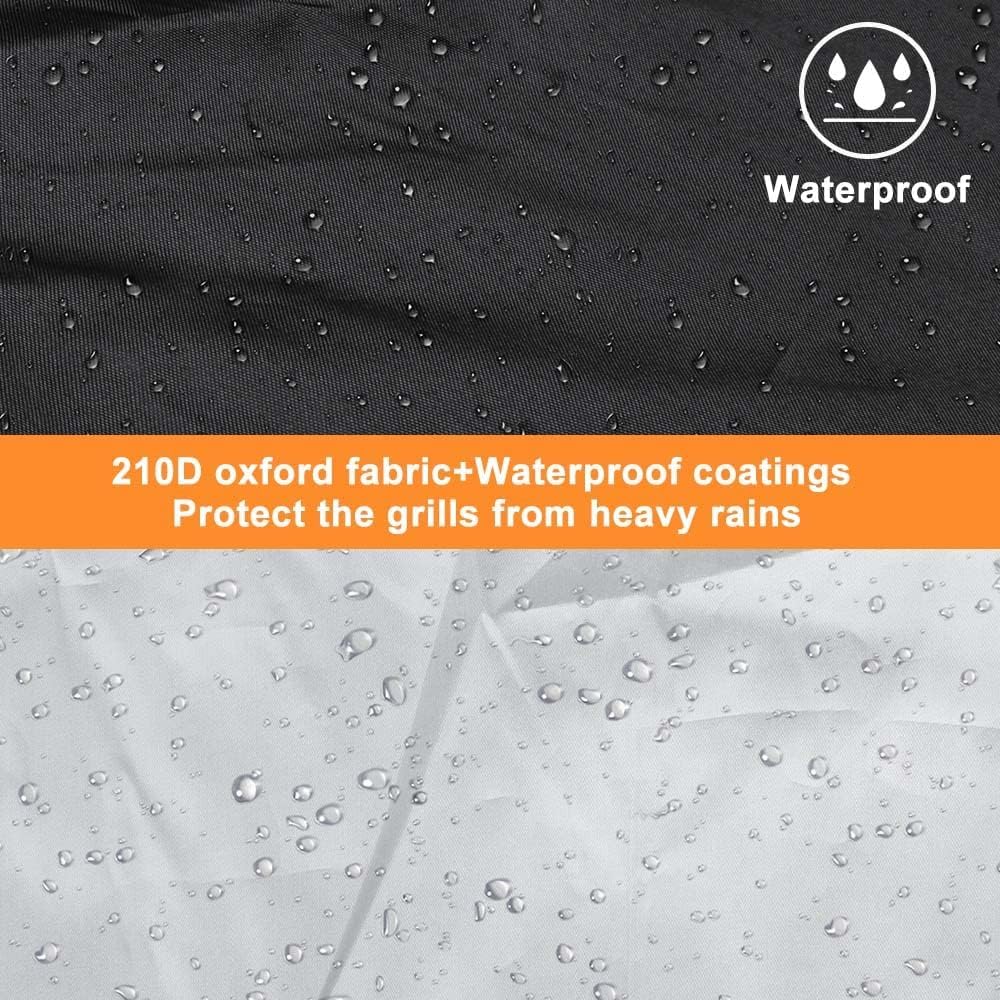 Ezilif Waterproof Barbecue Covers-165x70x125 cm, Oxford Heavy Duty Large BBQ Cover with Reflective Strips, Rip-Proof, UV & Waterproof Outdoor Gas Barbecue Cover for Weber, Brinkmann, Char Broil — view 5