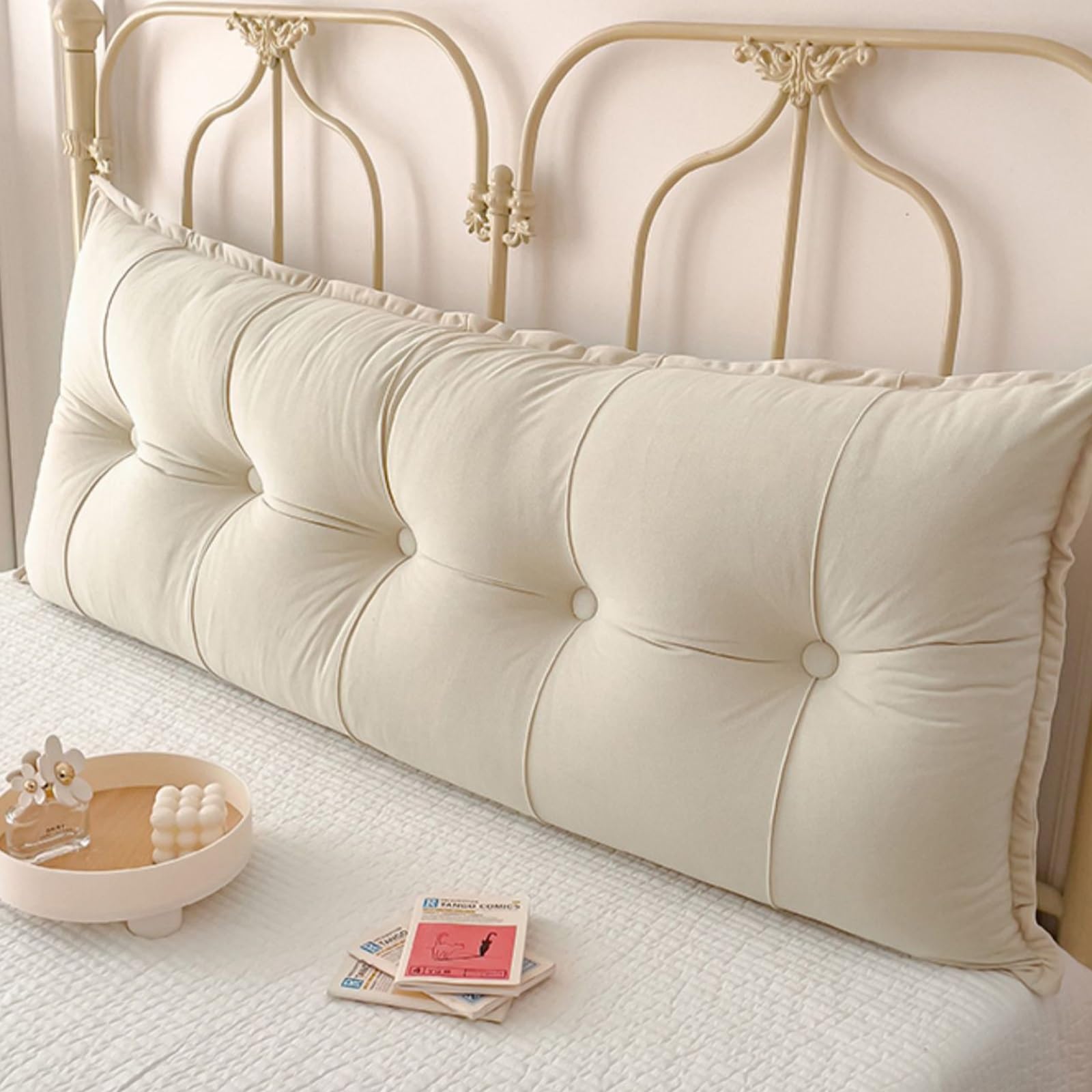 KKXXYQFC Grande Cuscino da Lettura con Fodera Sfoderabile Cuscino Triangolare per Schienale per Supporto Lombare Cuscino per Testiera a Cuneo per Divano Camera da Letto Beige 80x50x15 cm