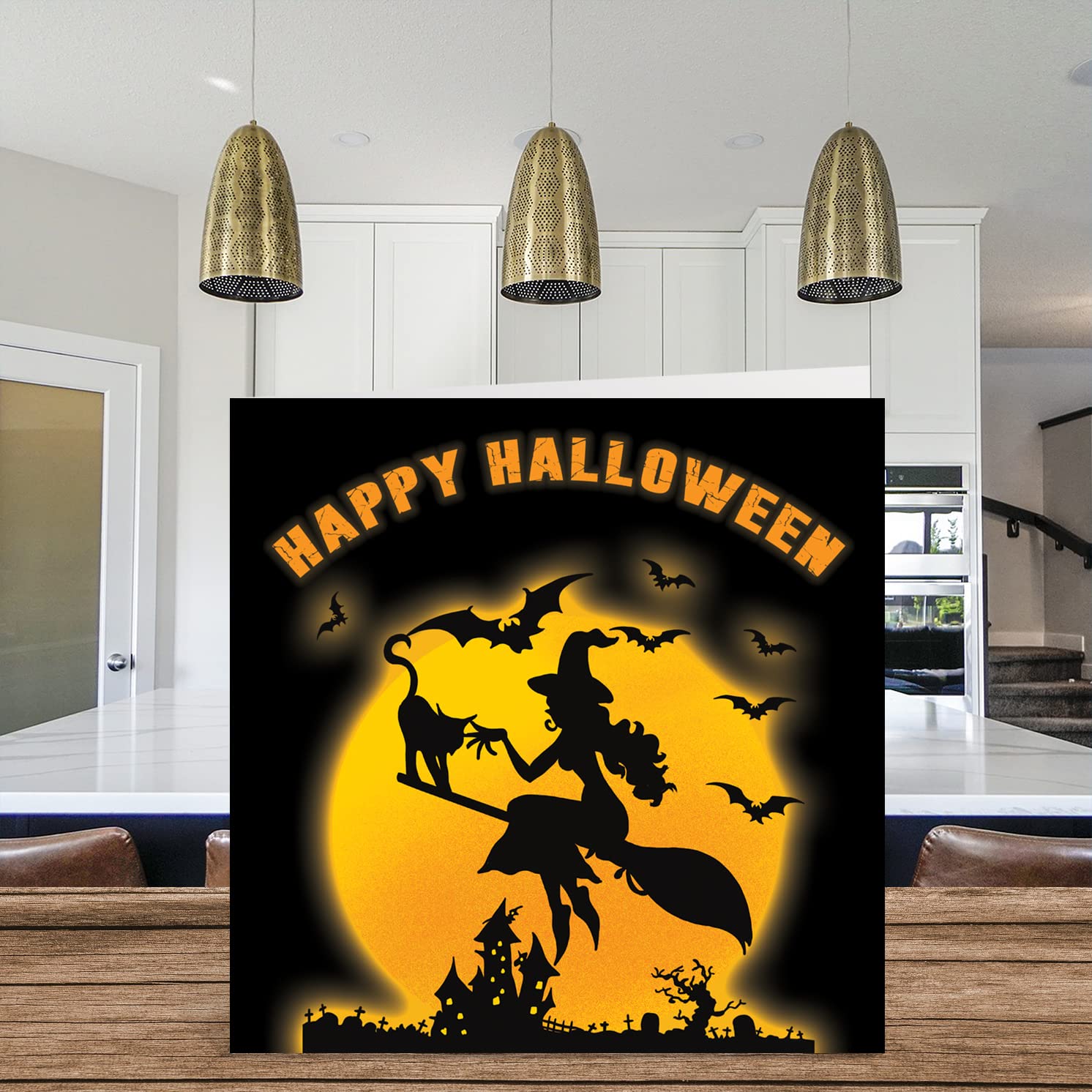 Halloween-Karte Mit Magischen Katzen – Happy Birthday/Halloween, Innen Blanko, 15x15 Cm – Für Familie & Freunde