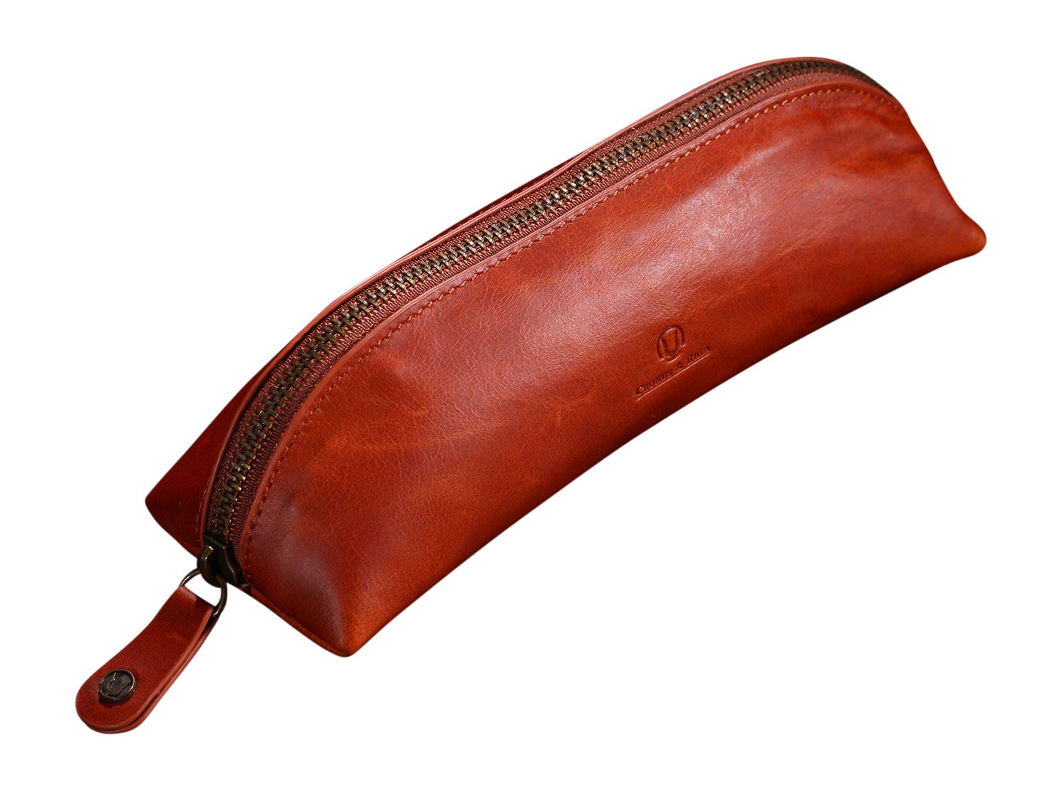 Cronus y Rhea® | Carpeta Exclusiva de Cuero Exclusivo (Scylla) | Estuche para lápices - Estuche para bolígrafos | Cuero Real | con Elegante Caja de Regalo | Hombres - Mujeres (Coñac)
