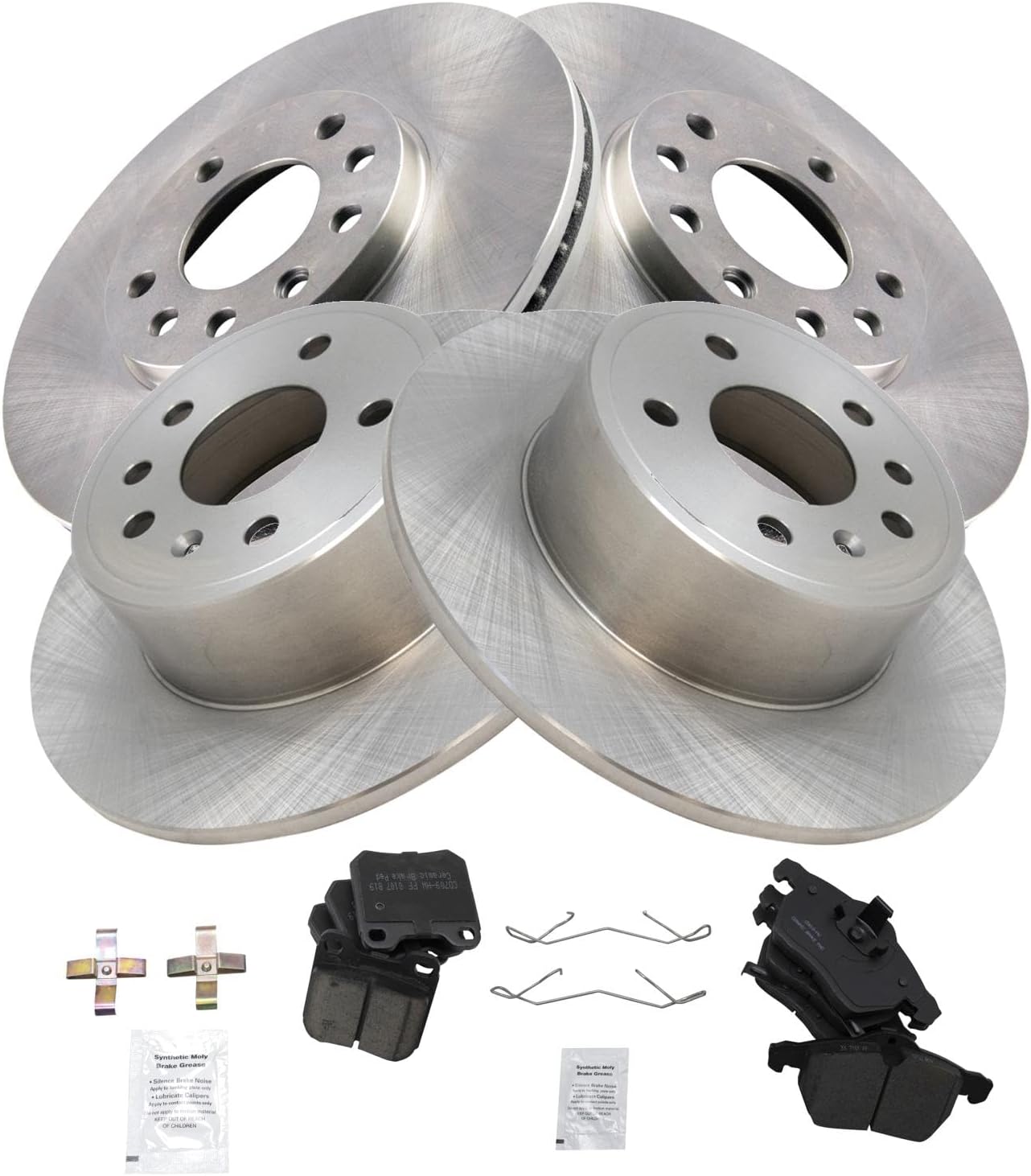 TRQ Front & Rear Brake Pad & Rotor Kit Ceramic Compatible with 1999-2003 Saab 9-3 2001-2003 Saturn L200 2001-2005 L300 2000 LS LS2 LW2 LW300