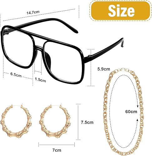 Miniatura 2 de Foaincore 7 piezas de traje de los años 80 y 90 para mujer, kit de disfraz de hip hop, accesorios de rapero, camiseta de béisbol, riñonera,