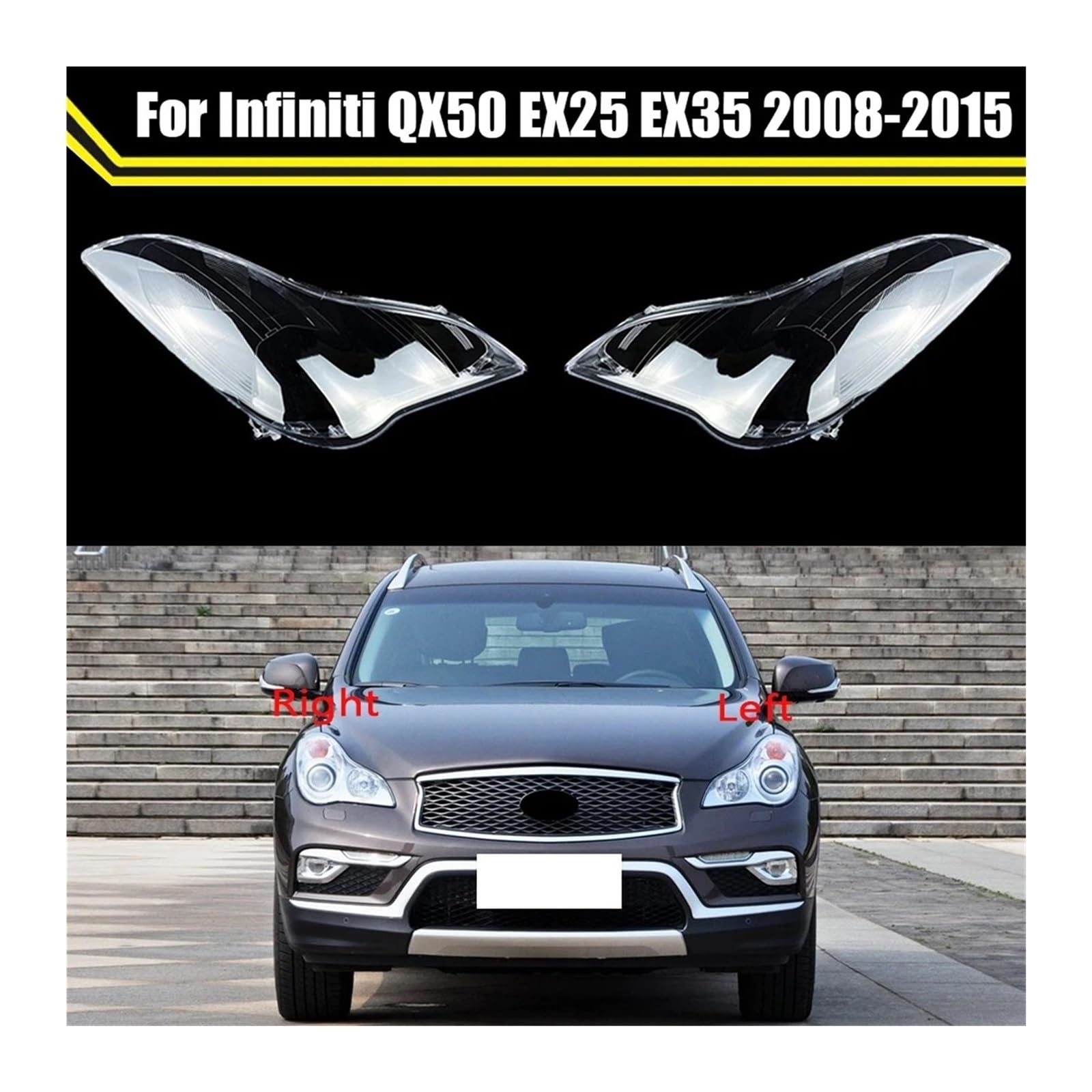 Windzerdong Car Front Headlight Cover Headlamp Lampshade Lampcover Head Lamp Light Glass Lens Shell For infinitis QX50 EX25 EX35 2008~2015