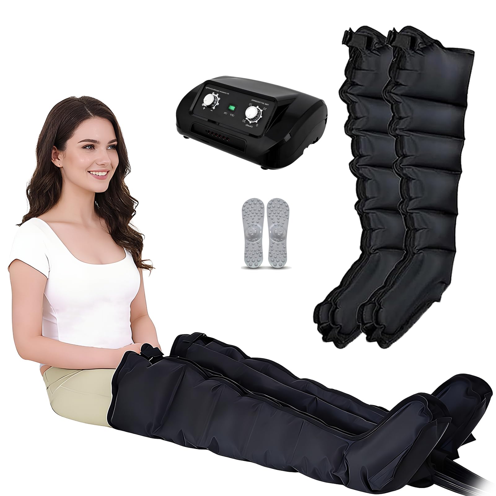 Buty Pressoterapia 6 Komór XXL, Pressoterapia Na Nogi I Brzuch I Ramiona, Urządzenie Do Drenażu Limfatycznego Ciśnienia Powietrza, 0-30 Min, 0-240 MmHg Regulowane