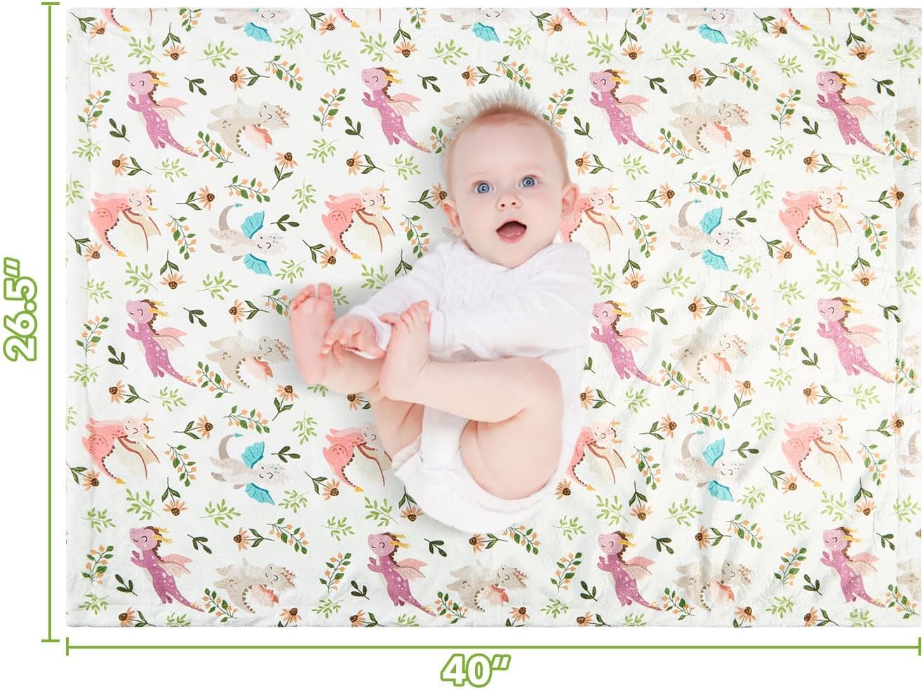 Dragon Baby Blanket for Boys Girls Soft Fleece Minky Blanket with Dotted Backing Double Layer Newborn Toddler Blankie for Nursery Stroller Crib Gift to Son Nephew Grandson 26.5 * 40 Inches