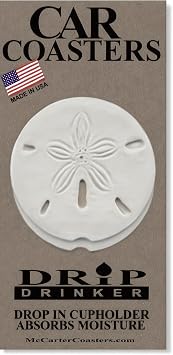 Sand Dollar Car Coasters - Stocking Stuffer - Car Drink Coasters - Absorbent Car Coasters - Made in USA