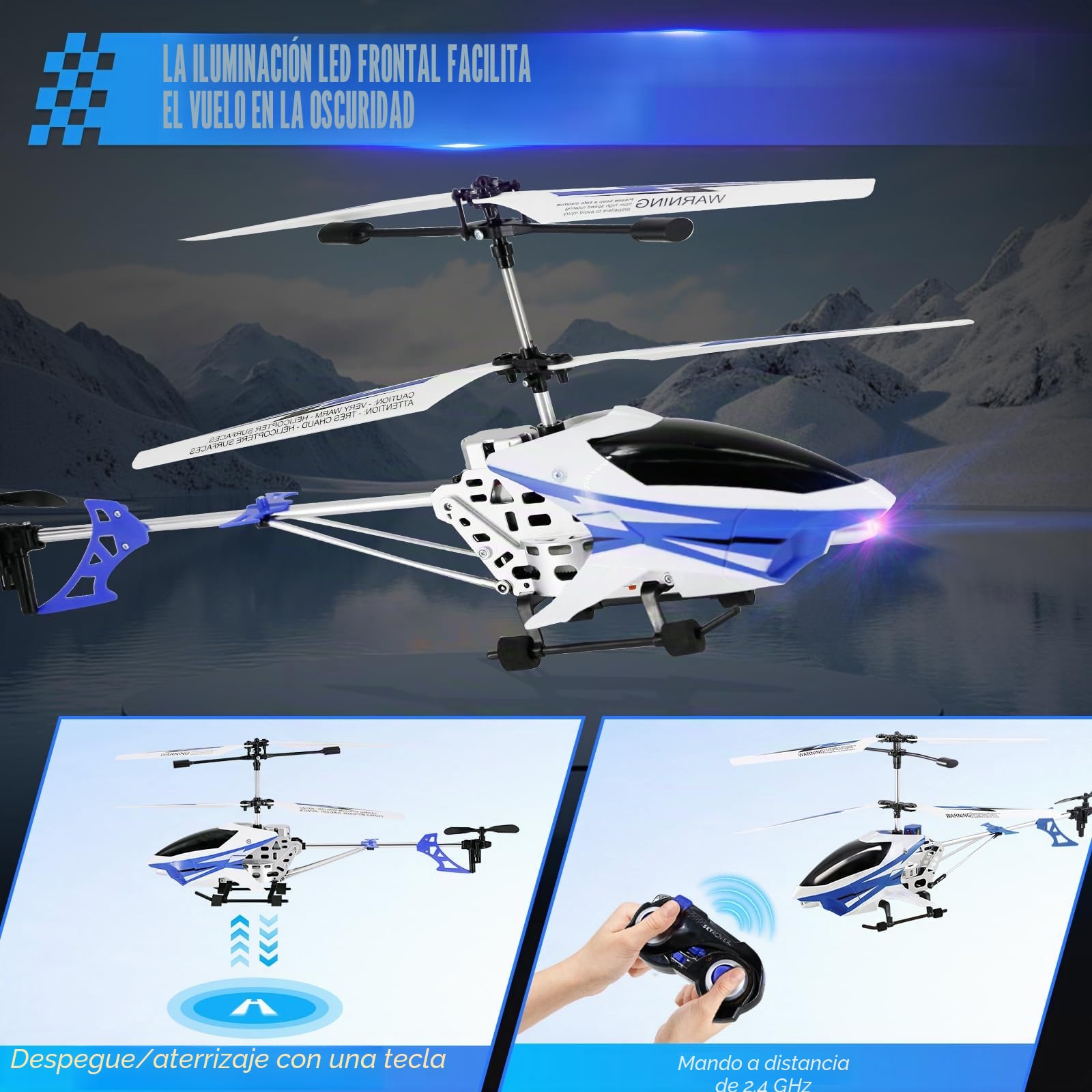 A ALPHA Helicóptero RC, Helicóptero 2.4G Avion teledirigido Juguete Interior Exterior Niños Juguete para Niños Niñas 8 9 10 11 12 Años