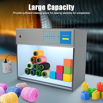 Light Booth Color Matching Assessment Cabinet, Lab Color Matching Light Box 4 Light Source Color Cabinet for Textile Printing and Dyeing Materials Visual Assessment of Color Fastness D65 TL84 UV F