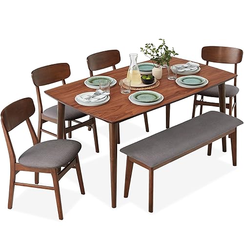 Best Choice Products 6-Piece Wooden Dining Set, Mid-Century Modern Table