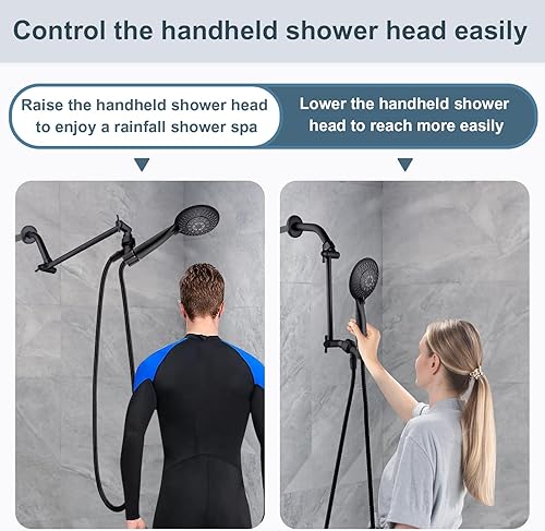 Vista 61 de BRIGHT SHOWERS Extensor de brazo de ducha de latón para lluvia y cabezal de ducha de mano, brazo de extensión universal de 5 pulgadas, altura y Cromo