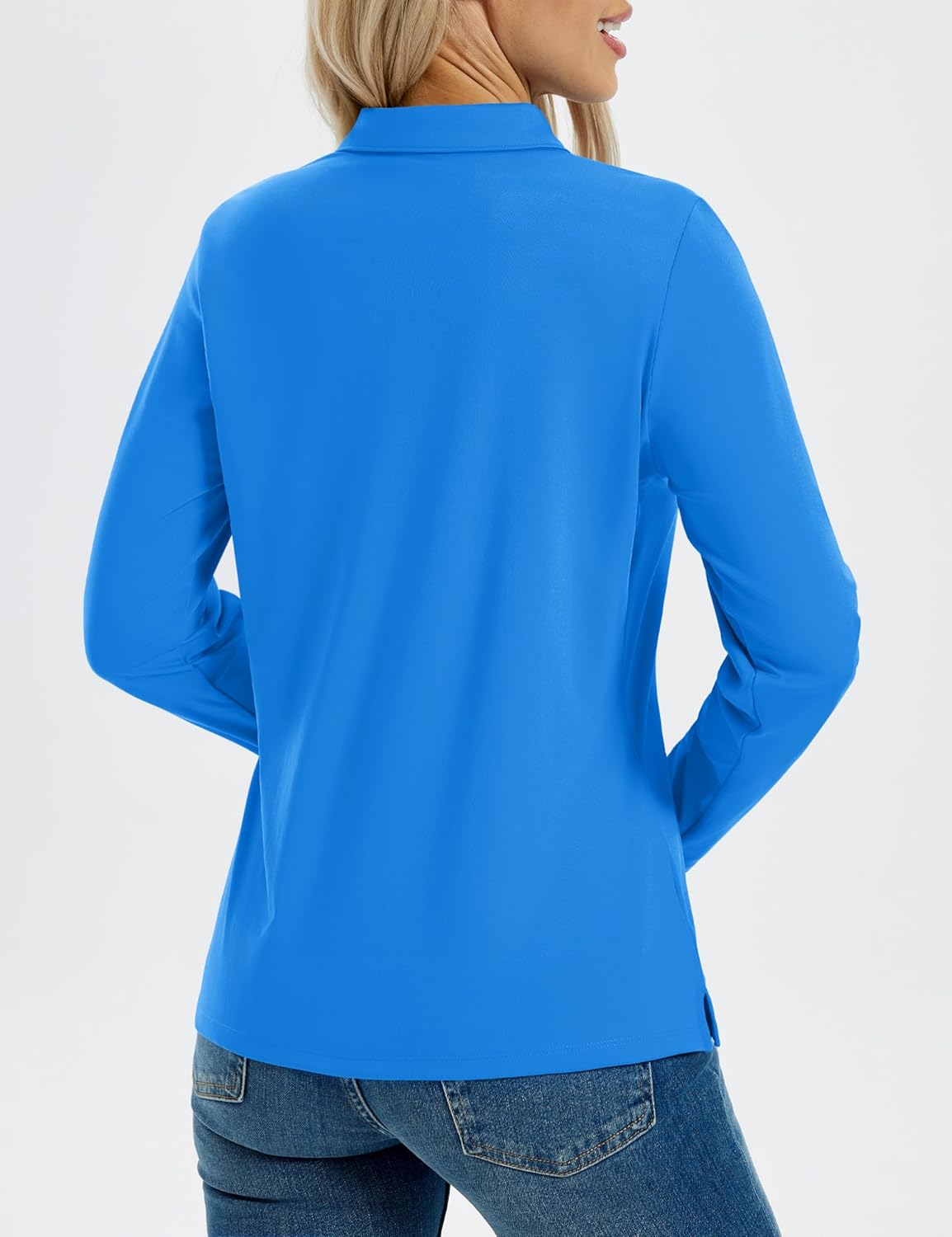 MAGCOMSEN Women's Long Sleeve Polo Shirts UPF 50+ Golf Tops Moisture Wicking Collared Shirt Tennis 3-Button - Image 2