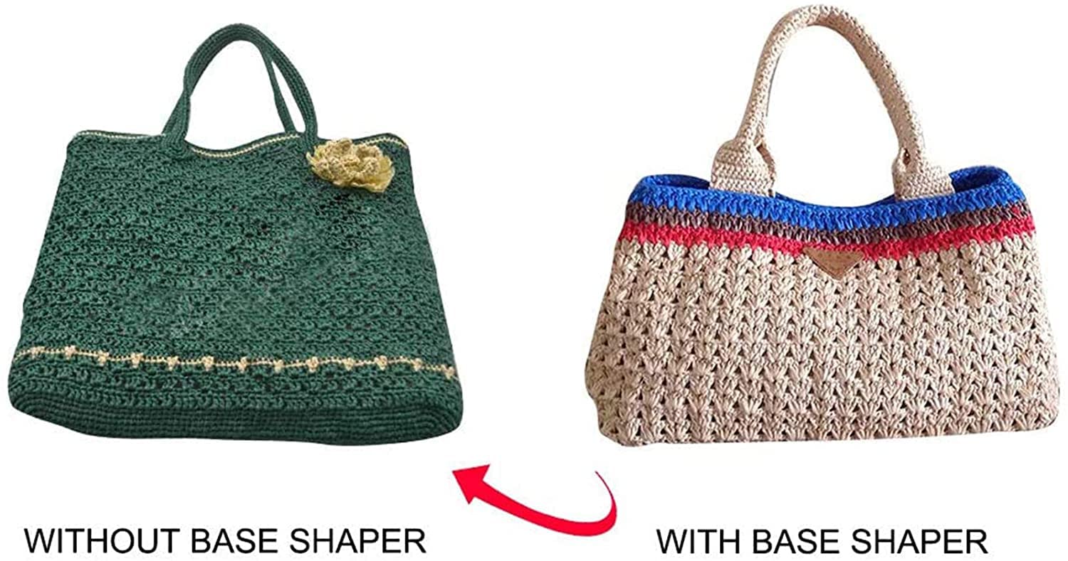 KOMUNJ Lot De 4 Sacs Inférieurs Au Crochet 25x12cm - Base Cuir PU Ovale Pour Sacs