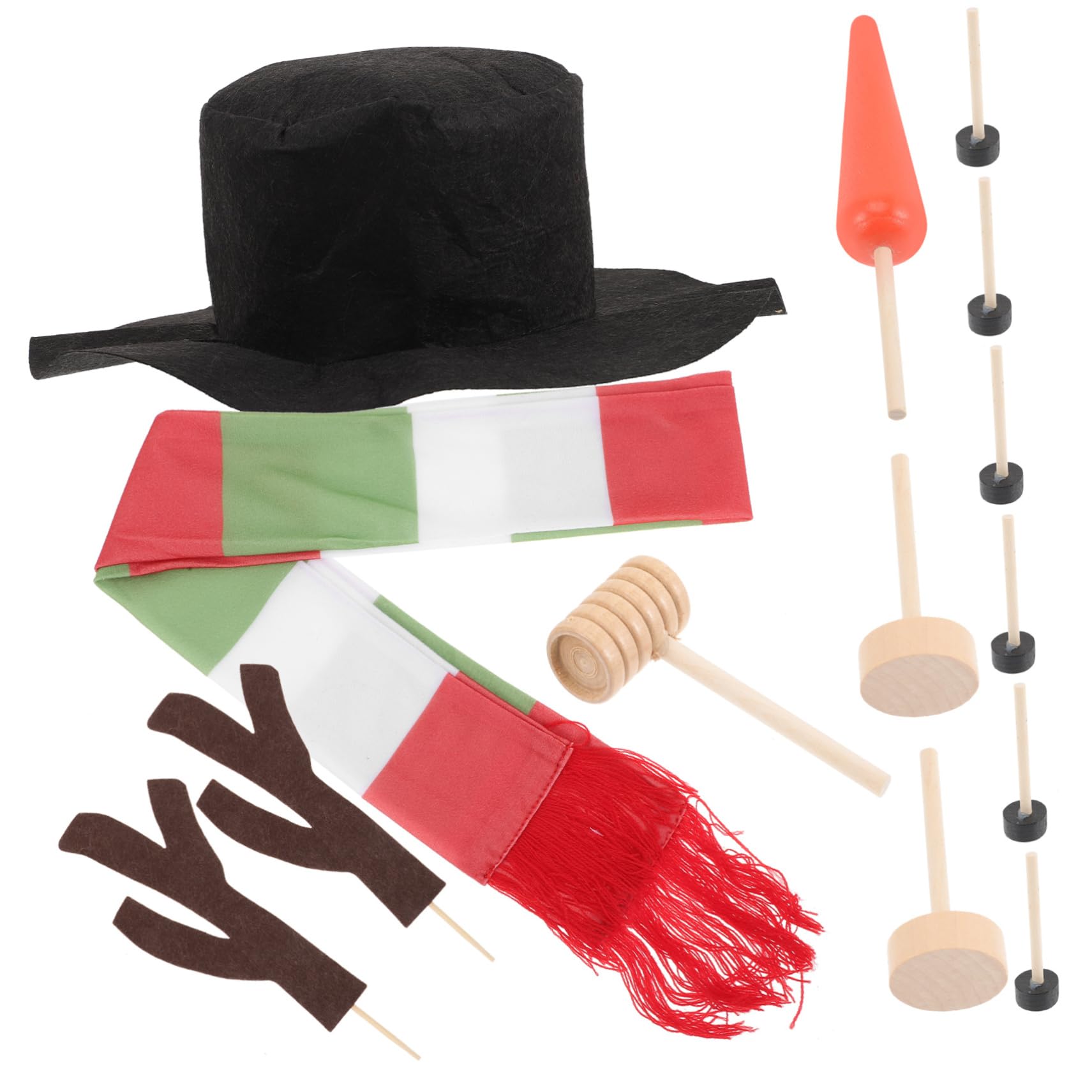 PRETYZOOM 3 Sätze schneemann DIY Material Weihnachtsexplosionen im Freien Schneemann, der Stütze verziert Schneemann-Hut Schneemann-Dekorationswerkzeug Schneemann Macht Requisiten hölzern