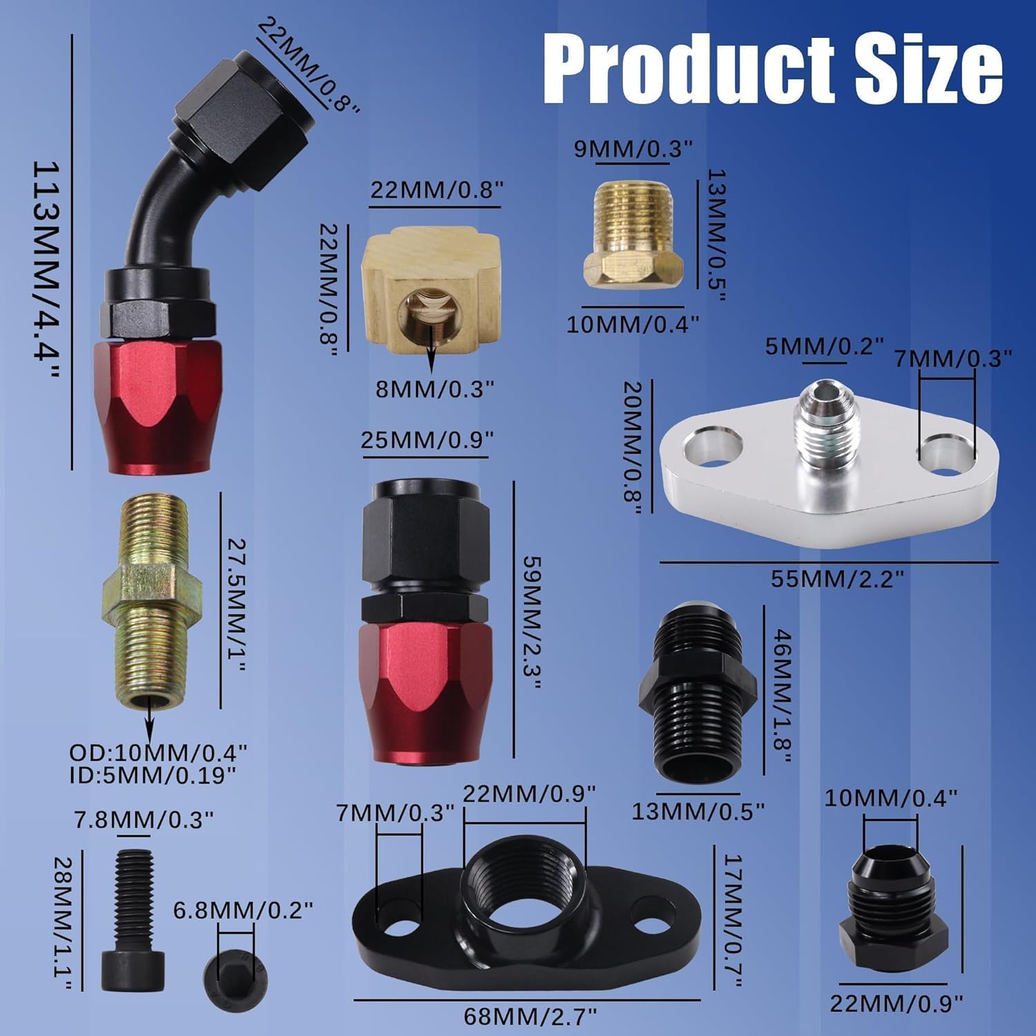 Turbocharger Oil Feed and Drain Return Line Kit for T3 T4 GT35 T70 T66 T61 T60 T04E T04 GT32 GT40 GT42 GT4049R GT42R/RS GT4294R GT4202R GT4088R