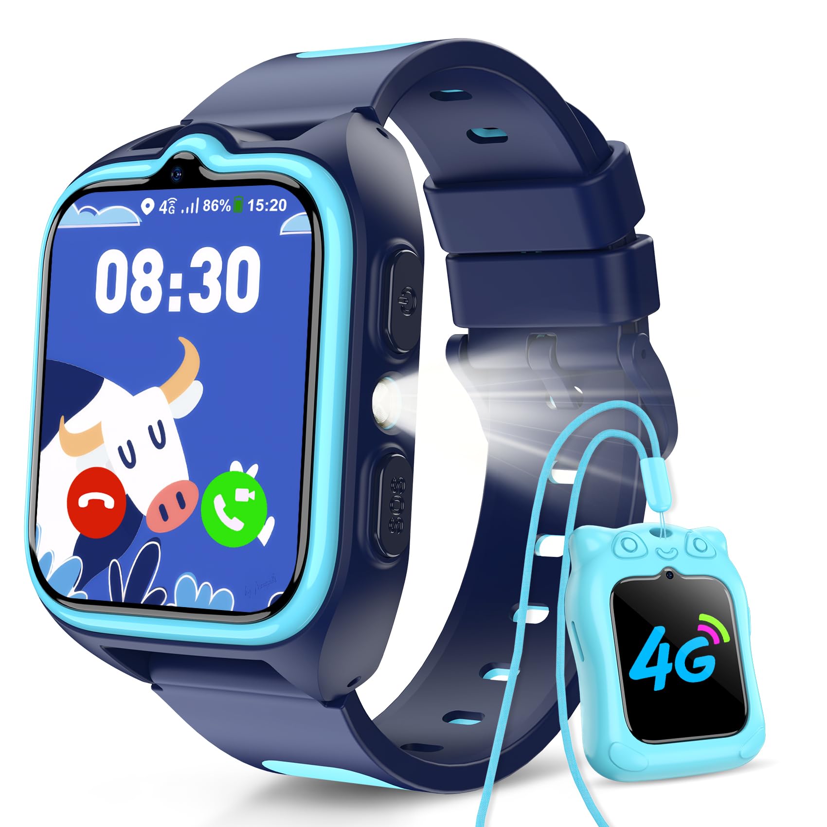 Baolubao 4G Smartwatch per bambini localizzatore GPS+WIFI+LBS confunzione SOS,Video chiamata/ChiamataTelefonica/Chat Vocale/SMS/Sveglia/Modalitàclasse,Telecamera,Giochipuzzle 800mAh Batteria