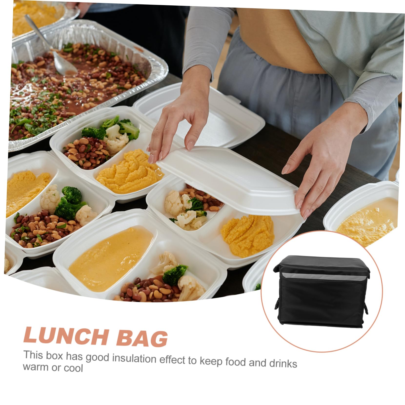 MAGICLULU 30L Lunchbox Tasche Thermobox für To Go Isoliert mit Trennwand aus Nylon und Oxford Tuch für Lunch Unterwegs