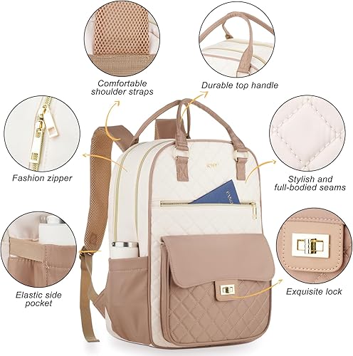 Miniatura 3 de Mochila escolar para adolescentes, mochila escolar estética con compartimento para laptop de 15.6 pulgadas para mujeres, estudiantes universitarios,