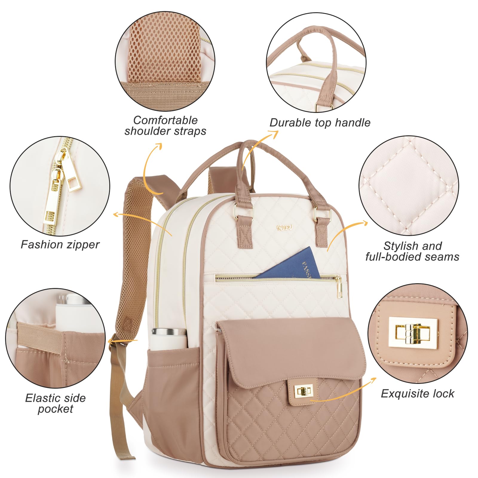 Mochila Mujer Para Ordenador Portatil,Impermeable Mochila Escolar para Niñas Adolescentes,Antirrobo Bolso Mochila Casual para Universidad Viaje Gym