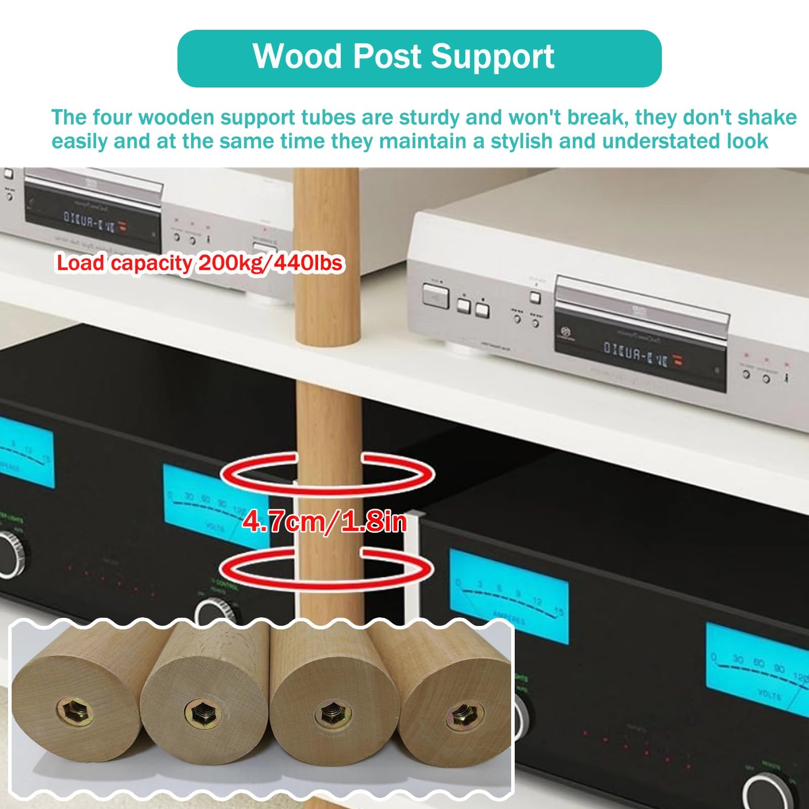 Mobiletto AV in Legno a 2/3/4 Ripiani - Scaffalatura angolare per Console di Videogiochi, sistemi Hi-Fi, Porta Dvd e Giradischi - Soluzione di archiviazione Elegante e salvaspazio