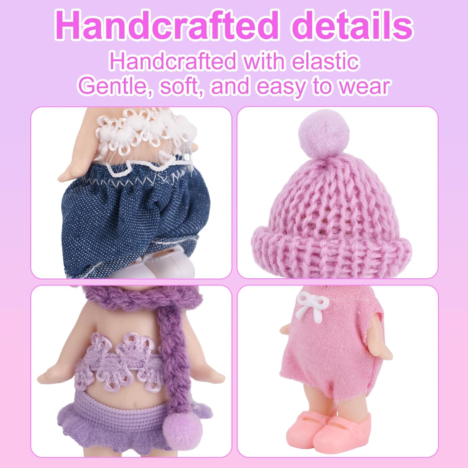 6 Sets Doll Clothes for 7.62cm/3 Inches, Adorable Mini Clothes Set Funny Doll Outfits Costume Accessories Suitable for Dressing and Displaying